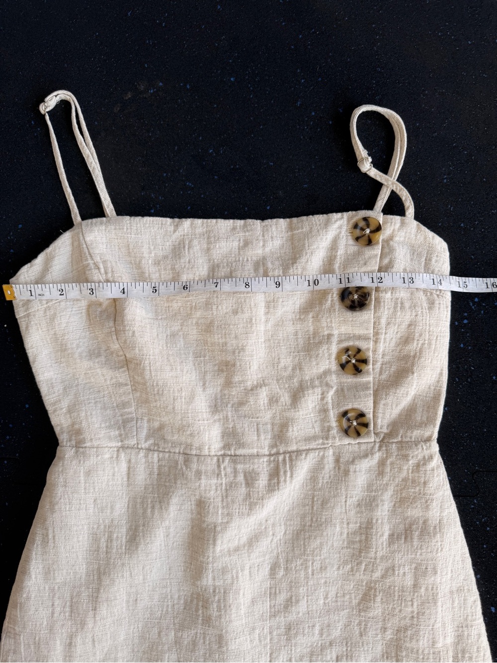Urban Outfitters Linen-Blend Cream Square Neck Mini Dress with Button Detail - Picture 5 of 8